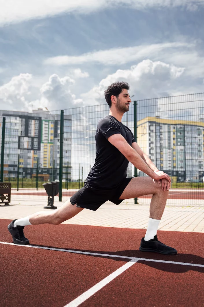 Athlete running on a track