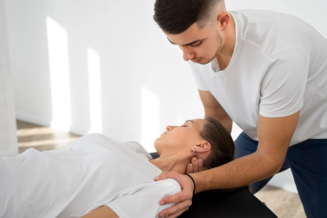 Practitioner working with a patient’s neck