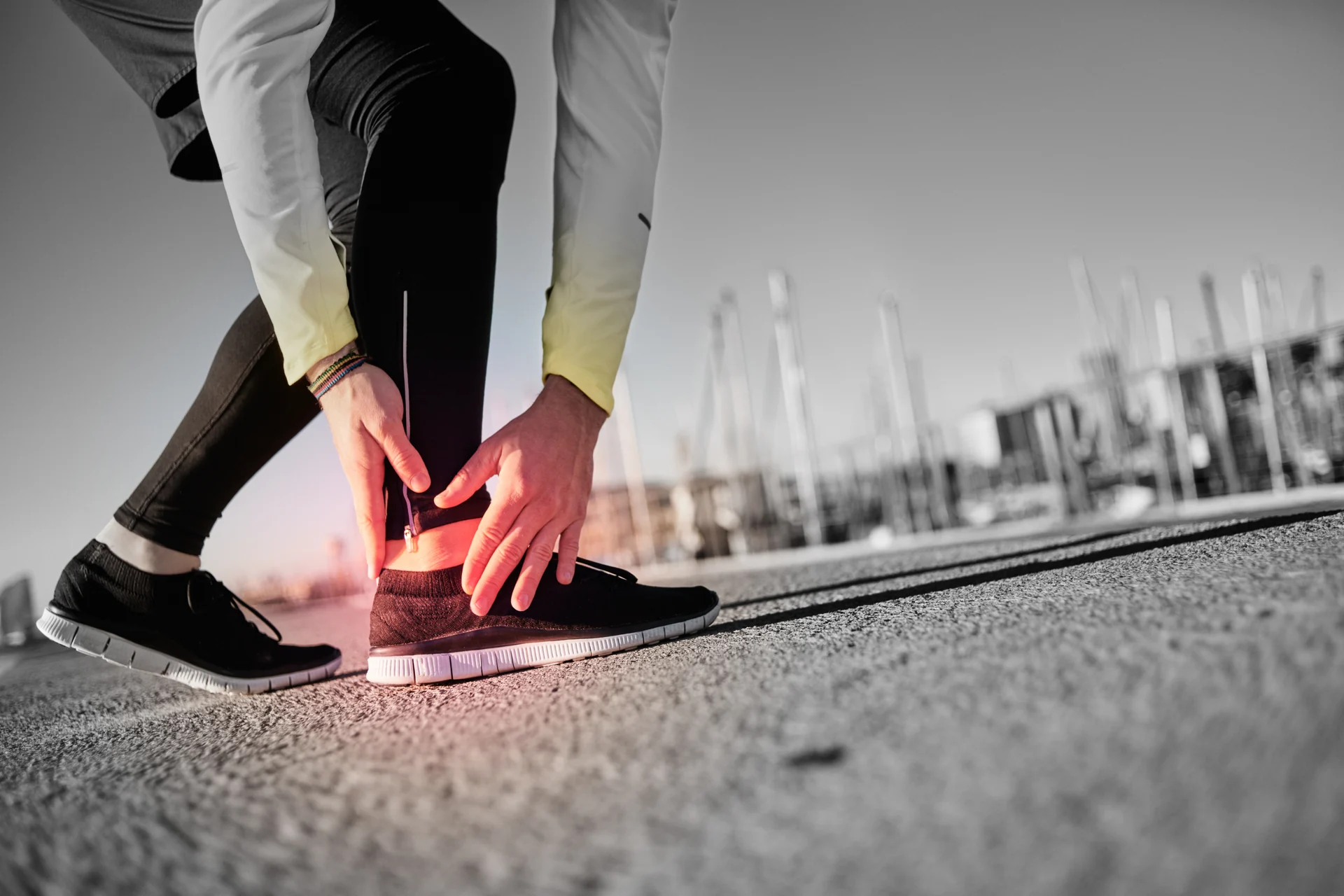 Foot and ankle with nerve discomfort highlighted